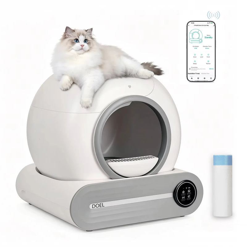 Litière Automatique Intelligente PawCascade - Autonettoyante 65L, Contrôle App, Anti-Odeurs, Idéale Multi-Chats