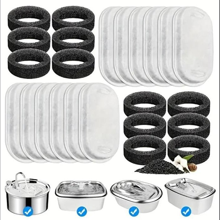 Activated carbon replacement filters for pet water fountains